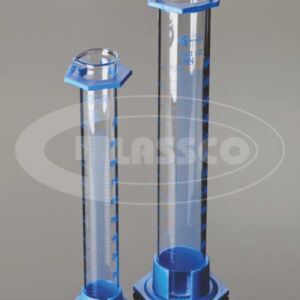 Probeta graduada sin tapa con base plástica. Vidrio Borosilicato 3.3. Marca: GLASSCO.